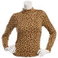 Juniors No Comment Fleece Mock Neck Long Sleeve Tee - Cheetah - image 1