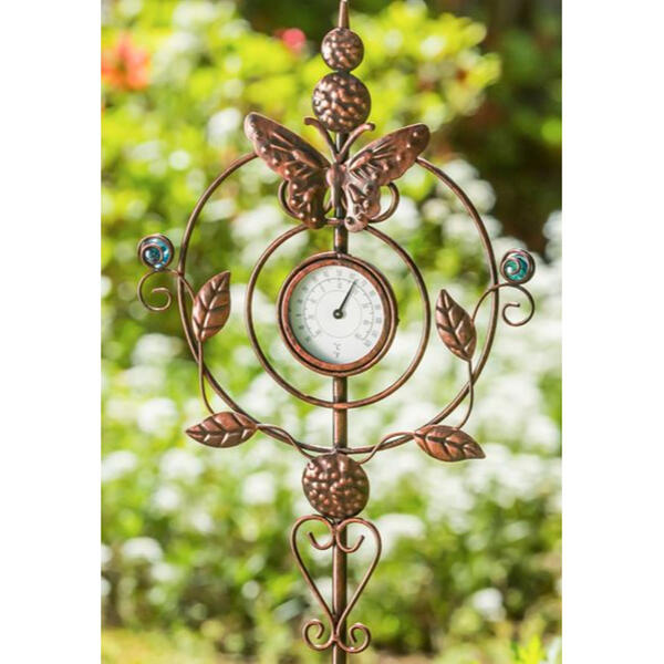 Evergreen 32in. Thermometer Butterfly Garden Stake - image 