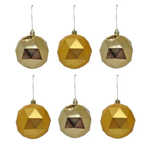 National Tree 10in. Gold Geometric Ornaments - Set of 6