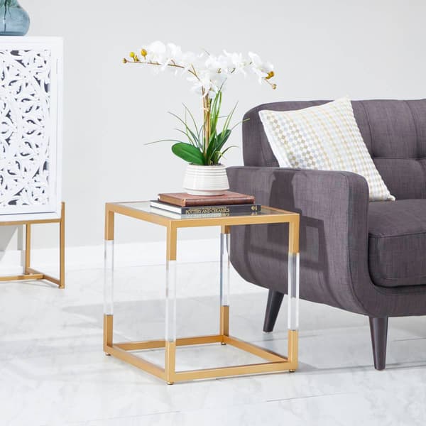 9th & Pike® Gold Modern Acrylic Accent Table