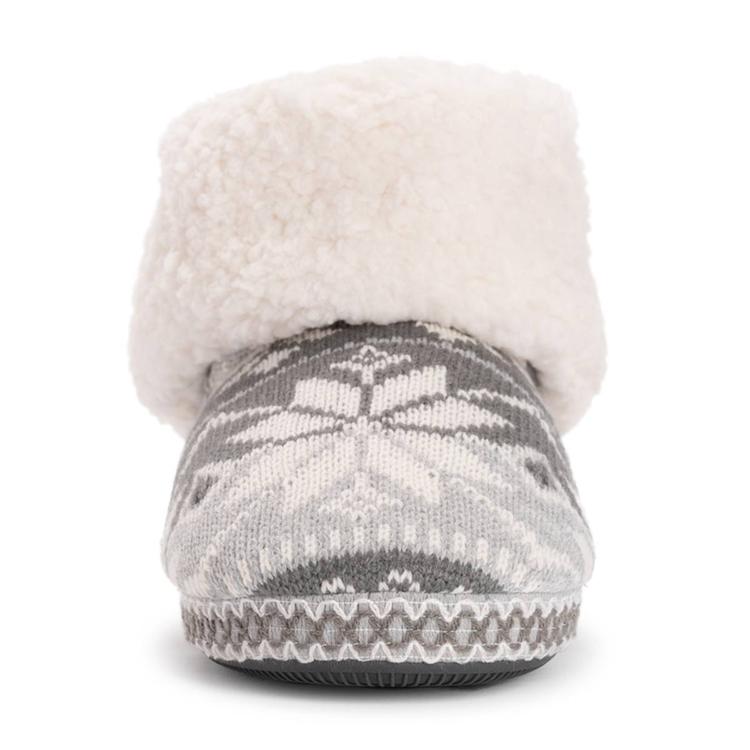 Womens MUK LUKS® Melinda Boot Slippers - Grey Snowflake