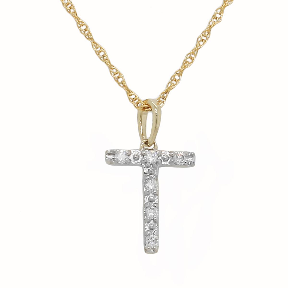 Nova Star® 10kt. Gold 1/10ctw Lab Grown Diamond T Initial...