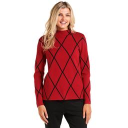 Womens Chloe & Jasmine Long Sleeve Diamond Funnel Neck Sweater