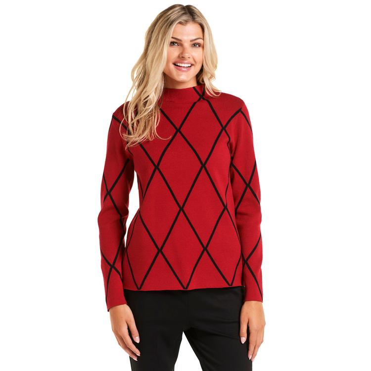 Womens Chloe & Jasmine Long Sleeve Diamond Funnel Neck Sweater