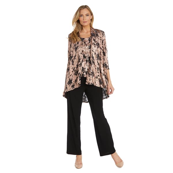 Petite R&M Richards 3pc. Foil Jacquard Straight Leg Pant Set