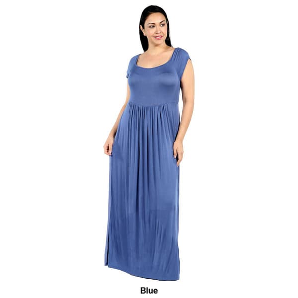 Plus Size 24/7 Comfort Apparel Cap Sleeve Empire Waist Maxi Dress