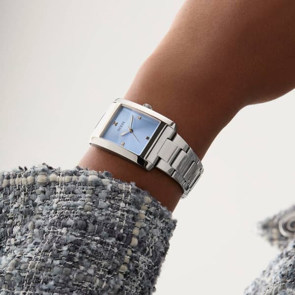 Womens Guess Watches® Rectangular Silver Analog Watch - GW0876L1