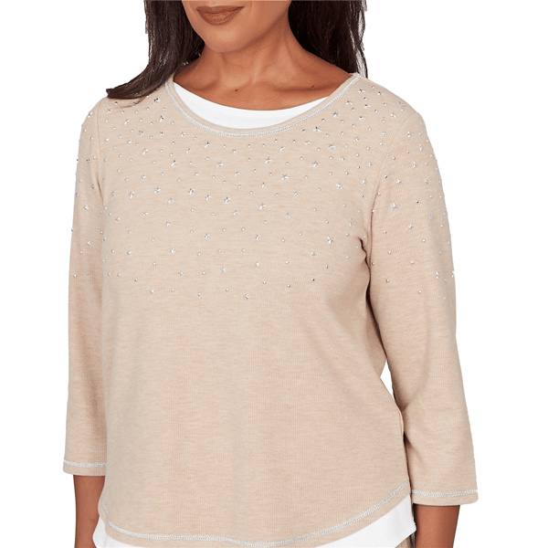Womens Alfred Dunner Comfort & Joy Star Embellishment Blouse