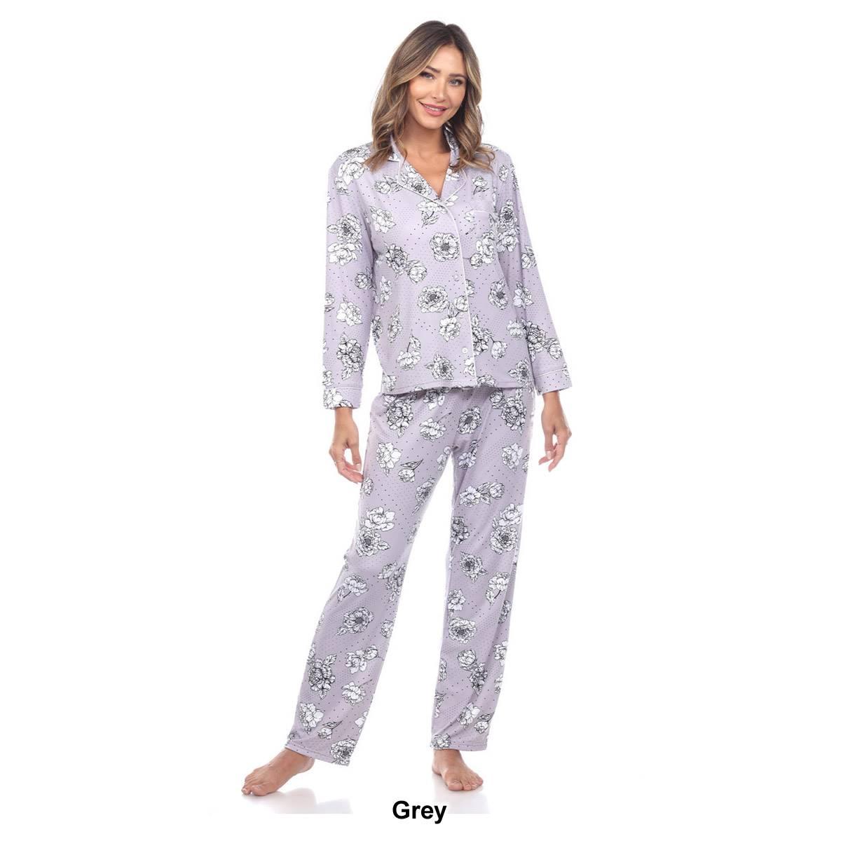 Womens White Mark 2pc. Long Sleeve Dotted Floral Pajama Set