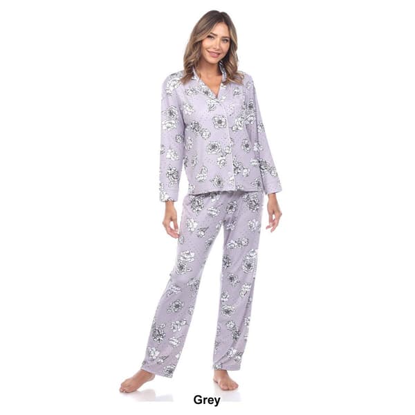 Womens White Mark 2pc. Long Sleeve Dotted Floral Pajama Set