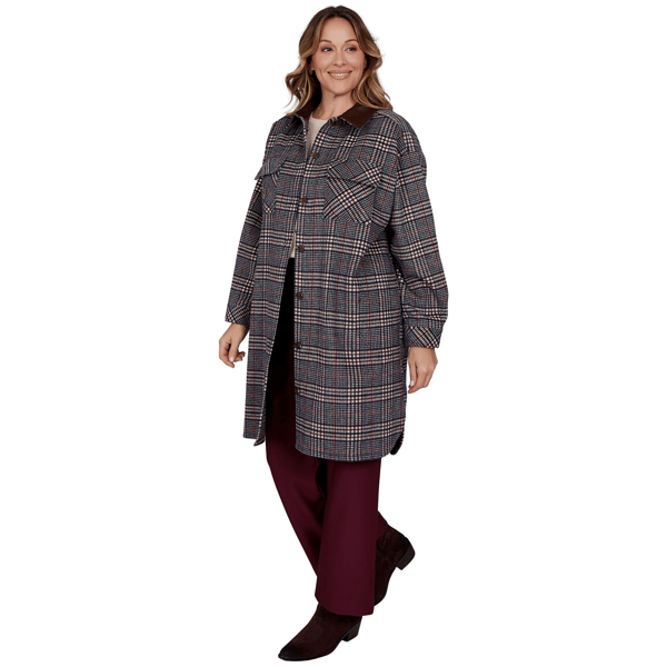 Plus Size Ruby Rd. English Countryside Collared Plaid Coatigan