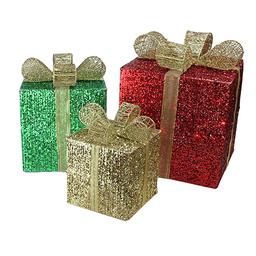Northlight Seasonal 3pc. Pre-Lit Prismatic Gift Box Outdoor Set