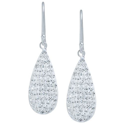 Fine Silver Plated Clear Crystal Teardrop Earrings