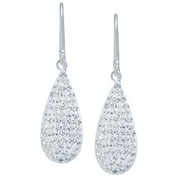 Fine Silver Plated Clear Crystal Teardrop Earrings
