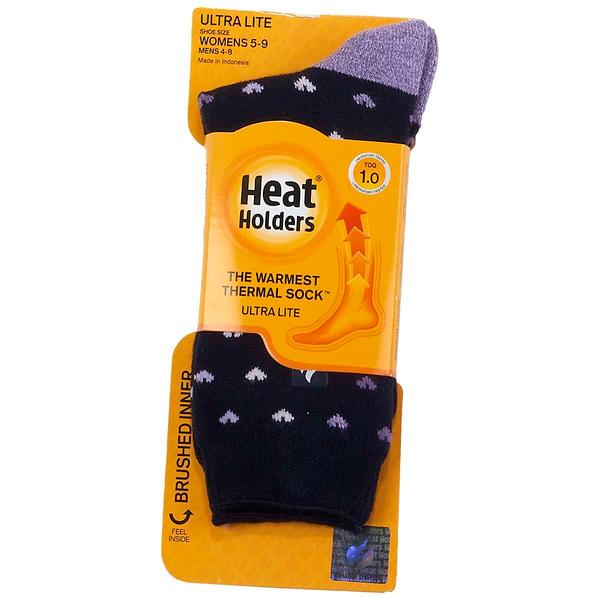 Womens Heat Holders(R) Orchid Ultra Lite Hearts Crew Socks - image 