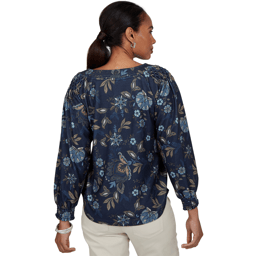 Womens Ruby Rd. Mythical Smocked Horseshoe Neck Floral Blouse