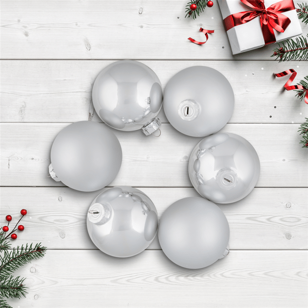 Northlight 6ct. Shiny & Matte Christmas Glass Ball Ornaments - image 