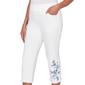 Petite Alfred Dunner Mykonos Floral Embroidery Fringe Hem Capris - image 5