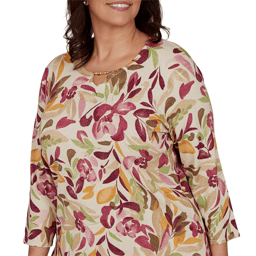 Plus Size Alfred Dunner Union Square Floral Painterly Blouse