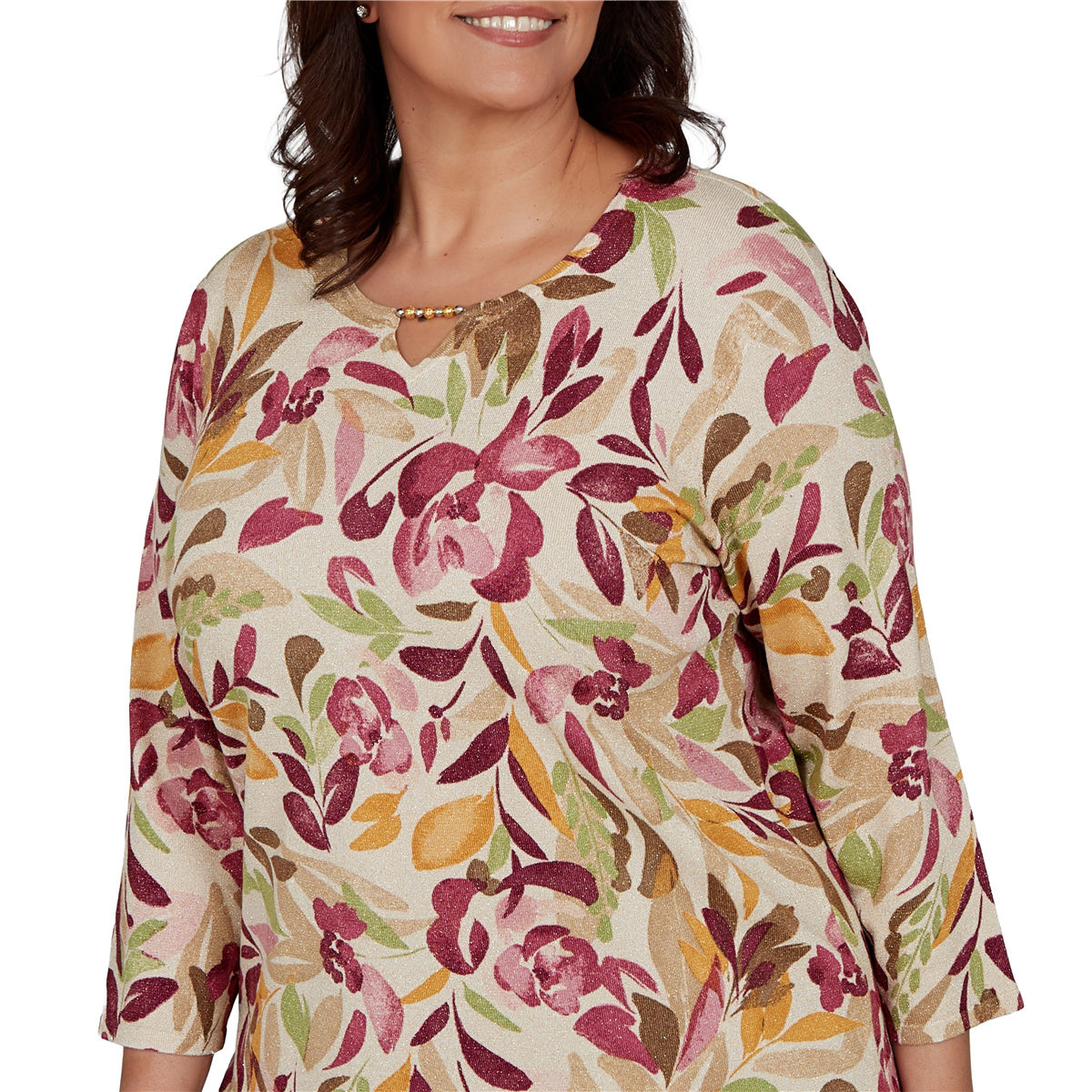 Plus Size Alfred Dunner Union Square Floral Painterly Blouse