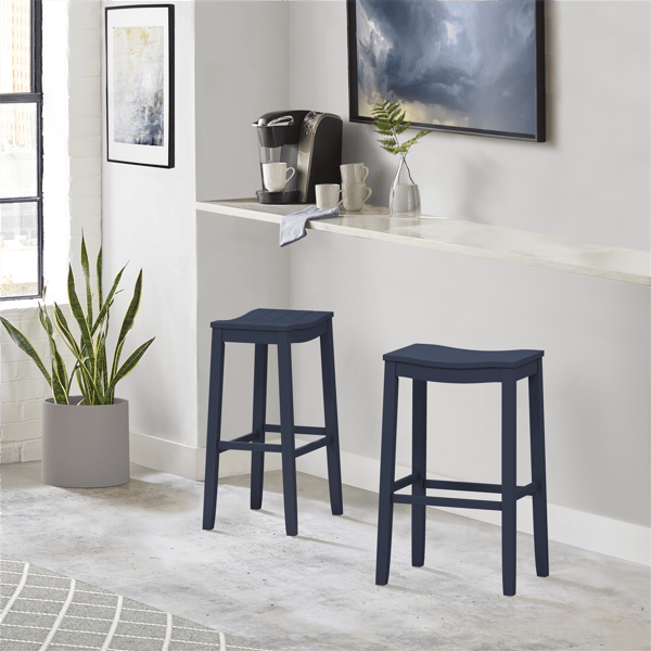 HH2 Home Fiddler Navy Backless Bar Height Stool with Saddle Seat