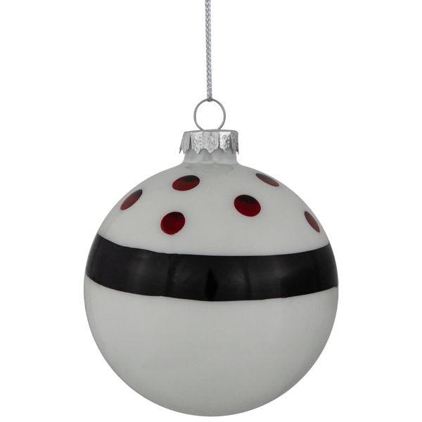 Northlight 4ct. Shiny White & Black Striped Christmas Ornaments