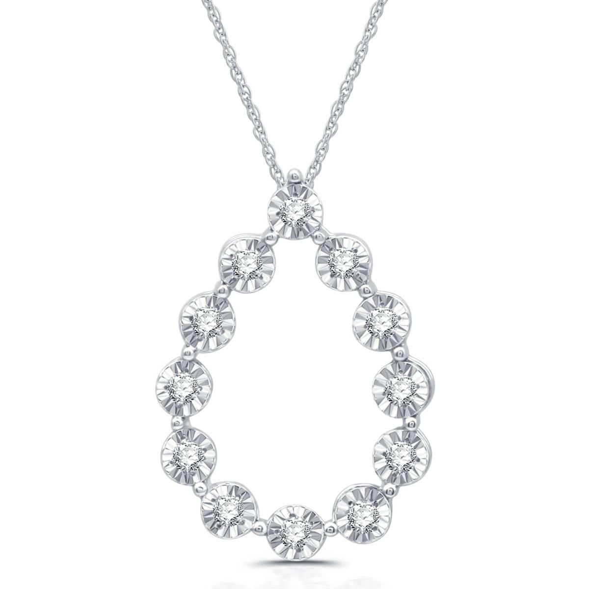 Nova Star® Sterling Silver Lab Grown Diamod Teardrop Necklace