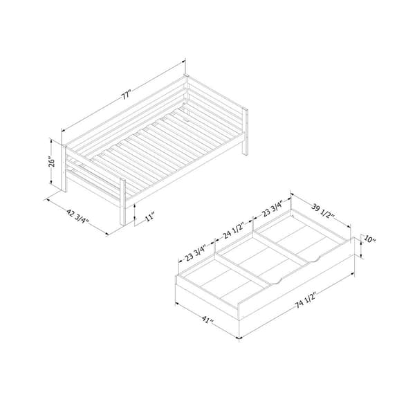South Shore Sweedi Twin Solid Wood Daybed w/Trundle Bed