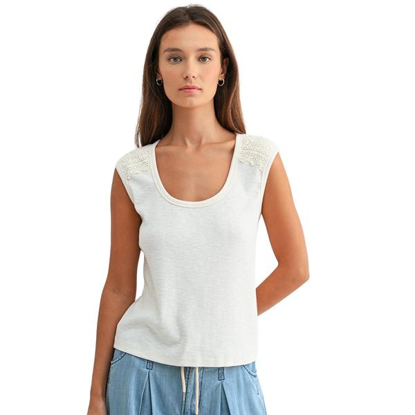 Womens CITY BLUES Acid Wash Shoulder Trim Tank Top