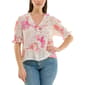 Womens Zac & Rachel Elbow Sleeve Ruffle Front Floral Blouse - image 1