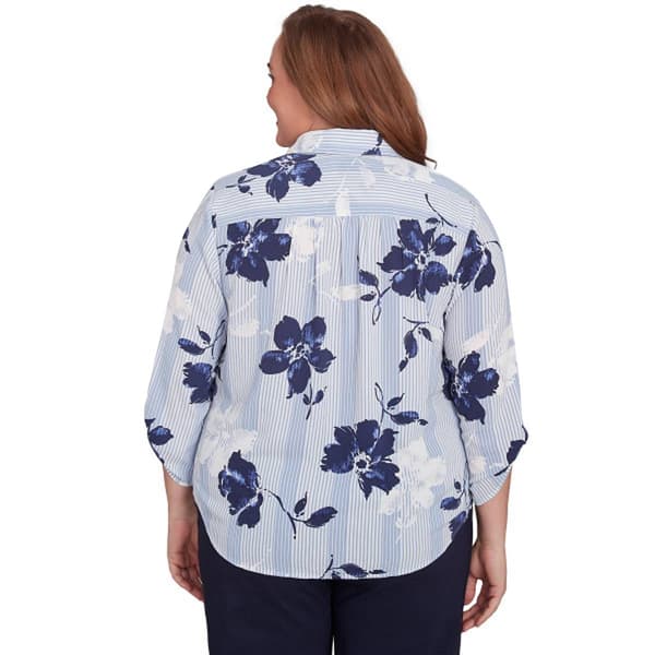 Plus Size Alfred Dunner Classics Stripe Floral Button Down