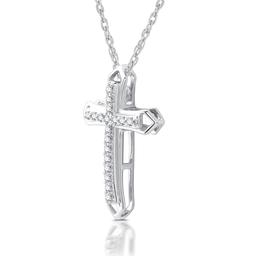 Nova Star® 1/10ctw. Lab Grown Diamond Double Cross Pendant