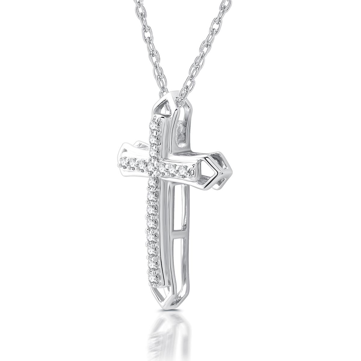 Nova Star® 1/10ctw. Lab Grown Diamond Double Cross Pendant