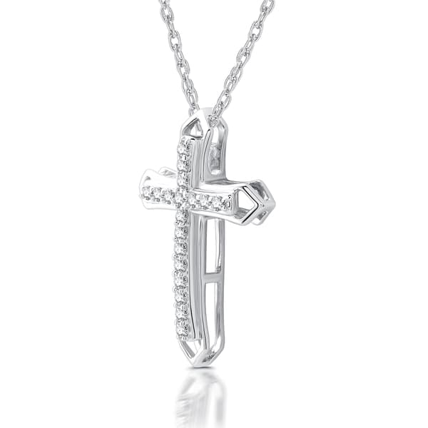 Nova Star&#174; 1/10ctw. Lab Grown Diamond Double Cross Pendant