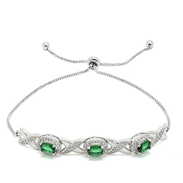 Gemstone by Gianni Argento Lab Emerald XO Adjustable Bracelet - image 