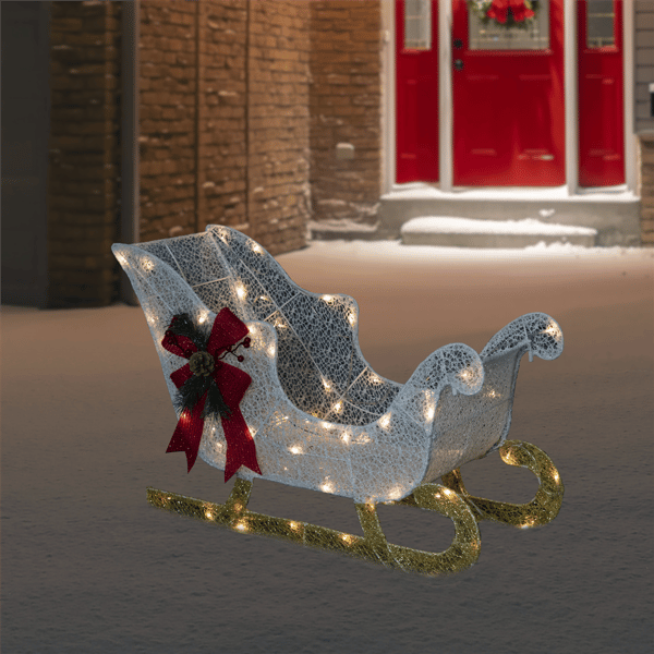 Northlight LED Glittery White Sleigh Outdoor Christmas Décor
