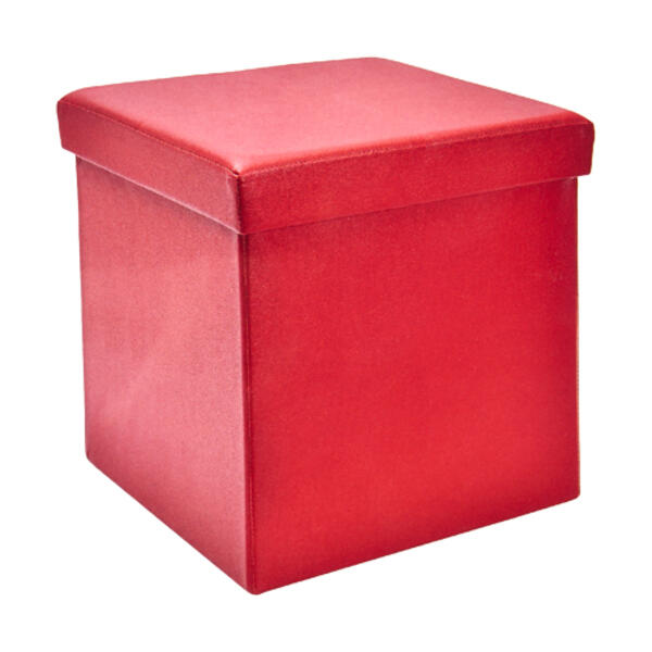 FHE Red Faux Leather Ottoman - image 