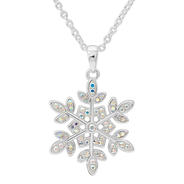Brass Silver Plated Crystal Snowflake Pendant