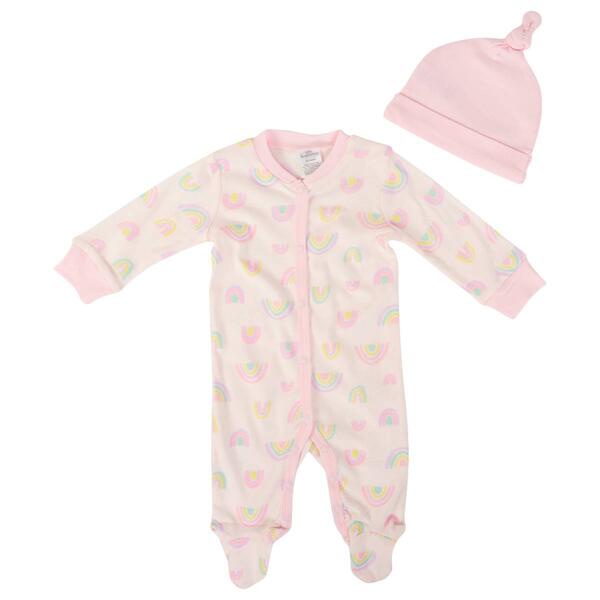 Baby Girl &#40;3-9M&#41; Little Beginnings Rainbow Pajamas w/Beanie - image 