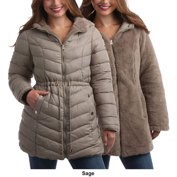 Womens Jessica Simpson 3 4 Reversible Anorak Puffer Jacket Boscov s