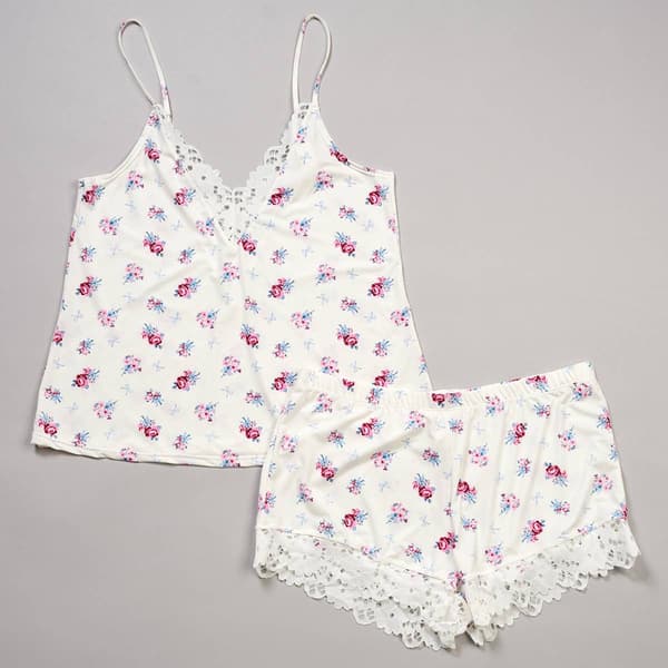 Womens Jessica Simpson Lace Trim Bow Buds Camisole Pajama Set