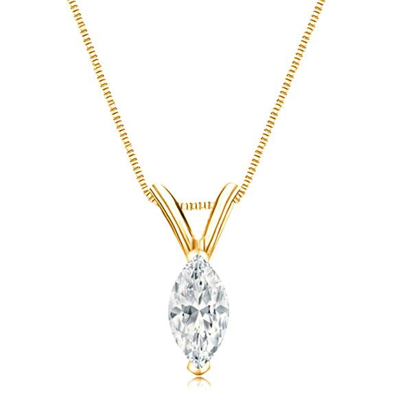 Parikhs 14kt. Yellow Gold Marquise Diamond Pendant - image 