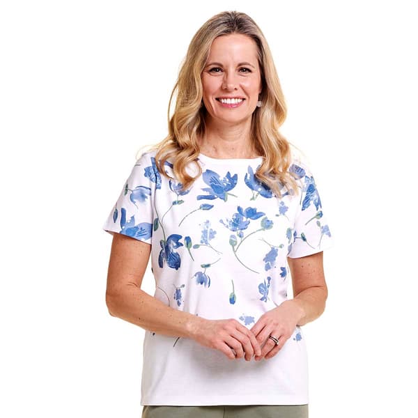 Petite Hasting & Smith Short Sleeve Round Neck Floral Tee - image 