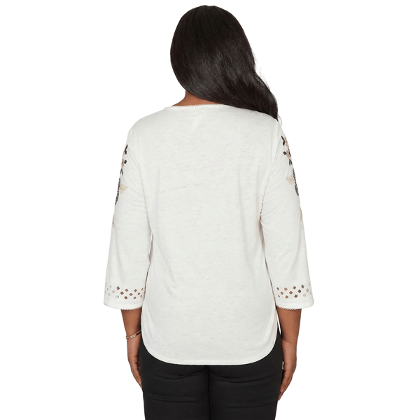 Petite Alfred Dunner Detail Driven 3/4 Sleeve Floral Blouse