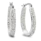 Brass Silver Plated Crystal Hoop Earrings - image 1