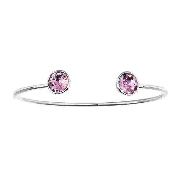 Silver Plated Austrian Light Amethyst Crystal Bangle Bracelet - image 