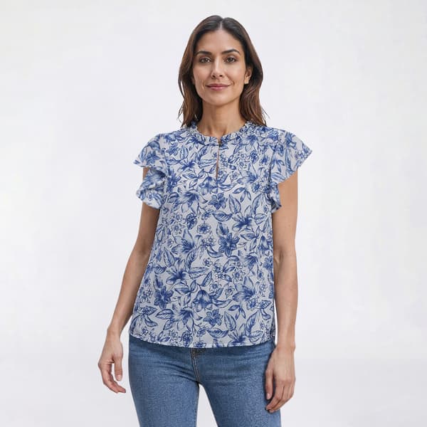 Womens Preswick & Moore(R) Flutter Sleeve Floral Blouse - image 