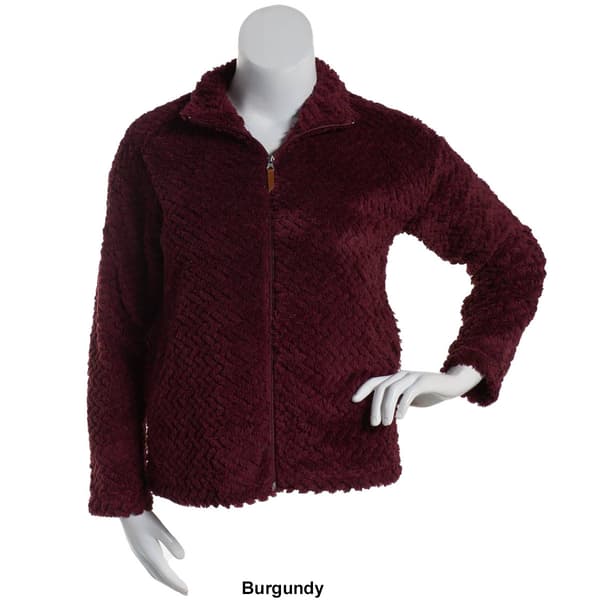 Womens Jason Maxwell Zip Mock Neck Basket Weave Fleece Jacket