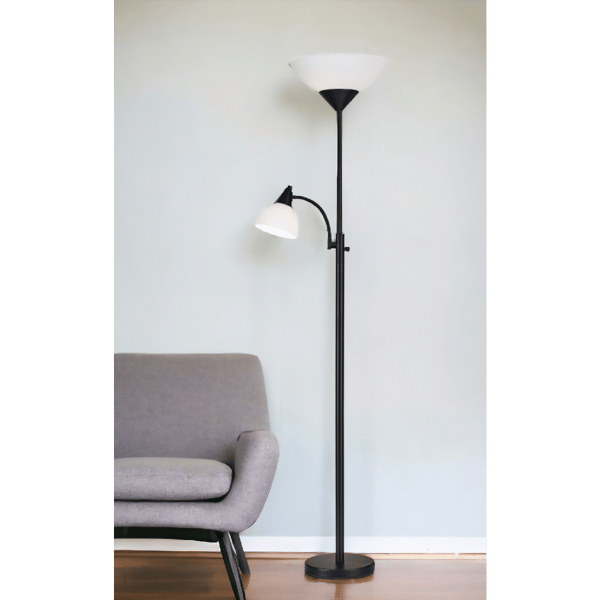 HomeRoots 71in. Two Light Torchiere Floor Lamp