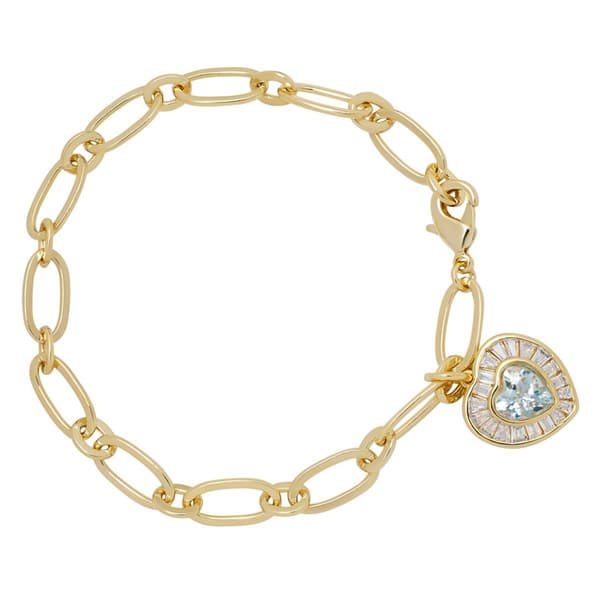 Gianni Argento Blue Topaz Baguette Heart Bracelet - image 